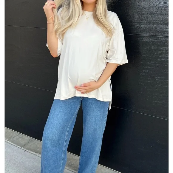 Pinkblush Blue Wide Leg Maternity Jeans - Picture 7 of 7